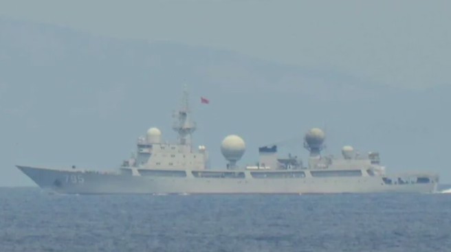 对飞弹试射而来?大陆电侦舰「天权星号」北往南现踪东部外海  。(日本统合幕僚监部)