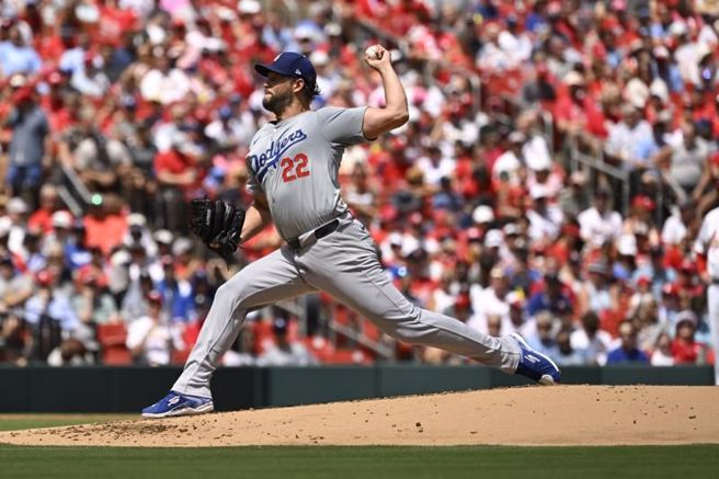 道奇先发左投柯萧。（美联社）