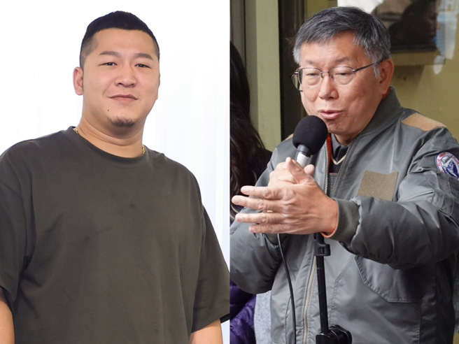 百万网红草爷（左）、民眾党主席柯文哲（右）。（合成图，中时资料照）