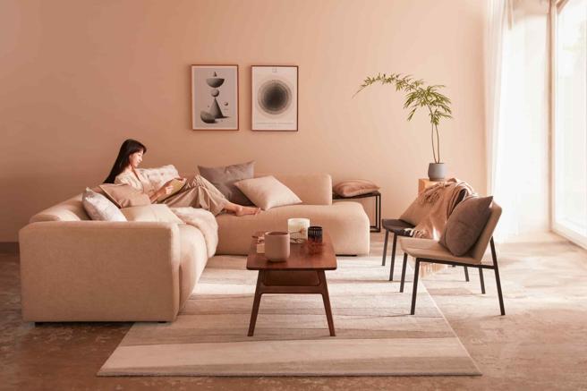 在HOLA进行的线上「双人共识测验」结果中，逾6成受测者偏好「布沙发」而非皮沙发。（HOLA和乐家居提供）