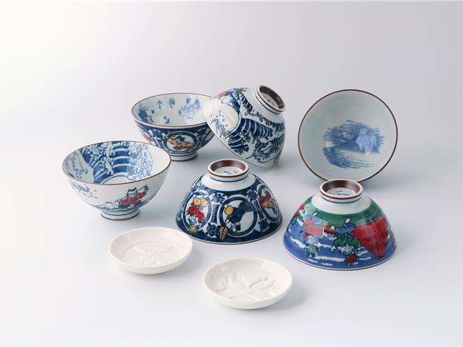  天母SOGO初登場陶八浮世繪貓6入碗木盒組贈2小皿，原價2800元、特價1888元。（SOGO提供）