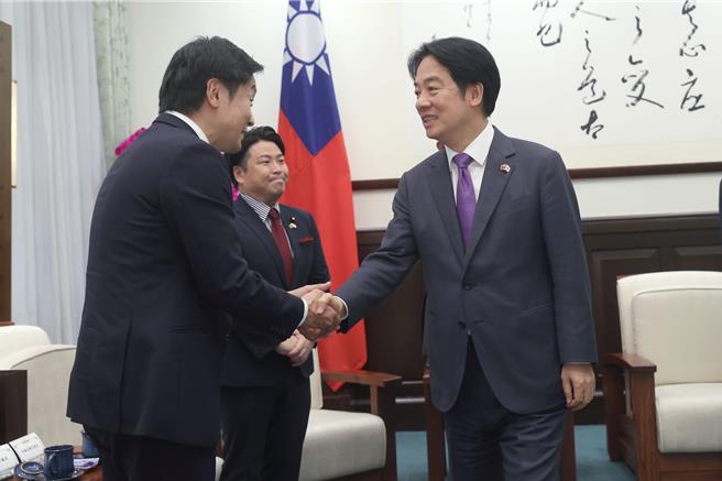 赖清德总统今天接见日本前首相野田佳彦访问团。(总统府提供)