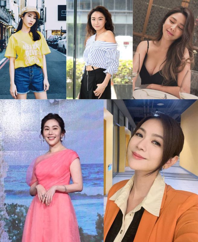 原PO列出她心中的凍齡女神，包括（左上起）張家瑋、江祖平、白家綺、（左下起）王宇婕、星卉。（圖／翻攝自臉書、中時資料照、三立提供）