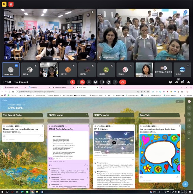 秀峰高中雙語實驗班與印度姊妹校線上交流。(照片/新北市政府教育局提供)