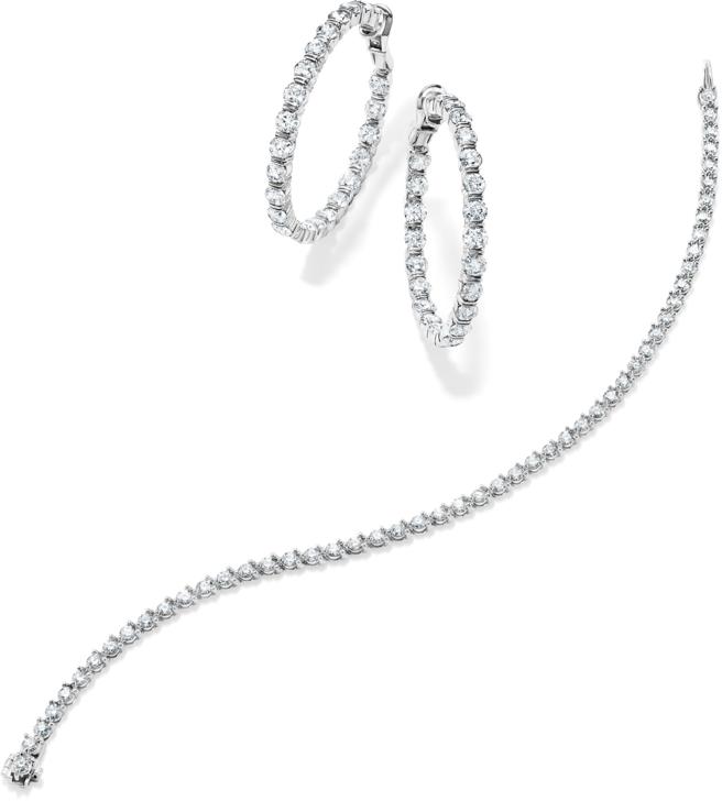 海瑞溫斯頓實戴又優雅的Classics鑽石網球手鍊，讓手腕成為美麗焦點。（Harry Winston提供）