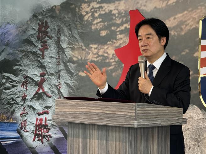 賴清德致詞時提到，未來還是要傳承823砲戰的精神，才不枉費當年投入戰役的軍士官，要有守護台澎金馬捍衛中華民國，這也是當年823砲戰，軍士官兵的決心。（于家麒攝）