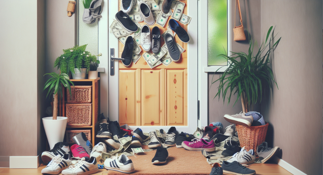 家门前鞋子摆得凌乱不堪，将会影响家庭的财运和福气。（示意图：AI生成）