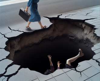 女走到一半「被天坑吃掉了」 惊悚画面曝！生死未卜