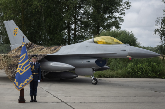 乌克兰空军F-16战机的资料照。（美联社）