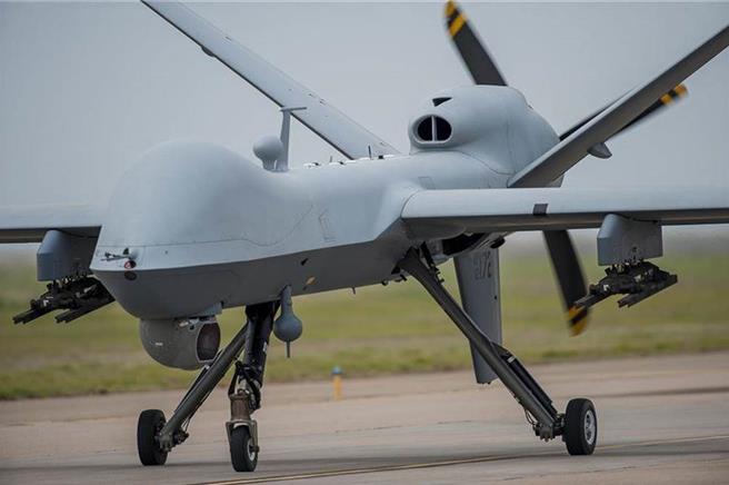 一架MQ-9「死神」无人机新墨西哥州坎农空军基地(Cannon Air Force Base)的资料照。（美国空军）