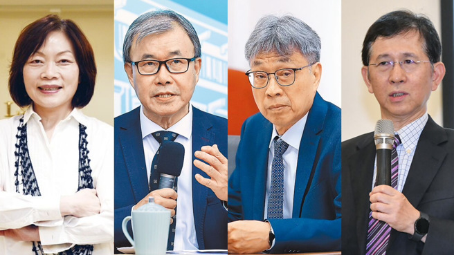 图片由左至右分别为劳动部长何佩珊、教育部长郑英耀、农业部长陈骏季以及数发部长黄彦男。（合成图，中时资料照）