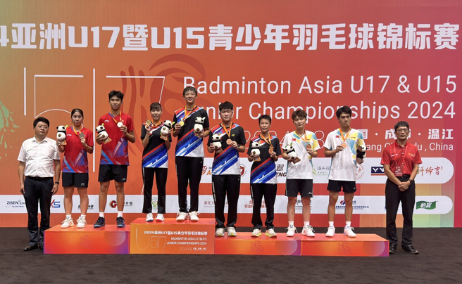 中华队荣获亚锦赛U17混双金牌与铜牌 。（中华羽协提供）