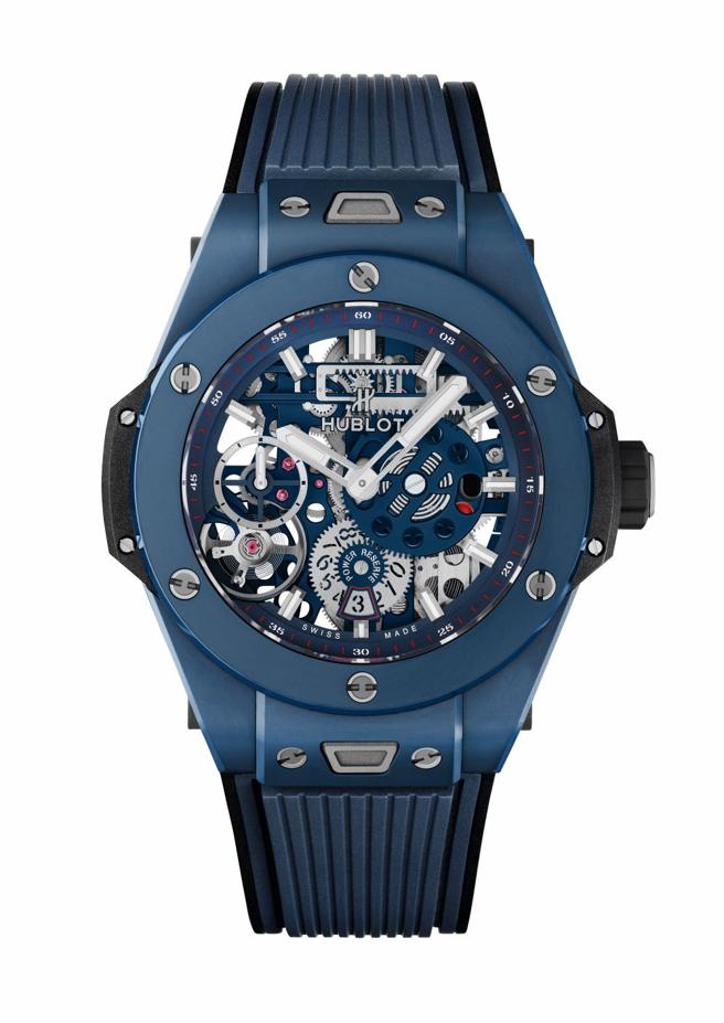 宇舶表Big Bang MECA-10 蓝陶瓷腕表，77万8000元。（HUBLOT提供）