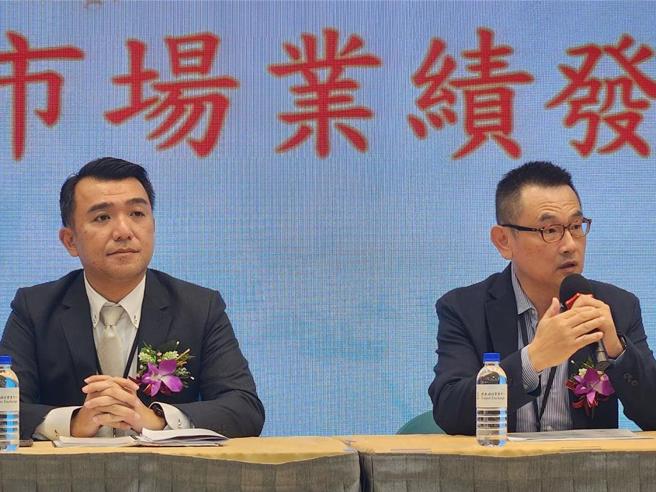 茂纶（6227）董事长吴伟国（左）及张圣鑫副总经理暨发言人（右）参加柜买中心法说会。图／王淑以