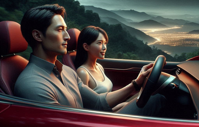 台中多元化计程车司机黄姓驾驶，开着红色特斯拉，去年8月载着未成年少女到望高寮及大肚蓝色公路看夜景，竟对未成年少女性骚扰。（示意图、与本案无关／AI生成）