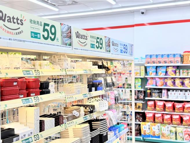 7-11引進日本超夯雜貨「Watts均一價59元專區」，全台目前已拓展超過300店。（7-11提供／朱世凱台北傳真）