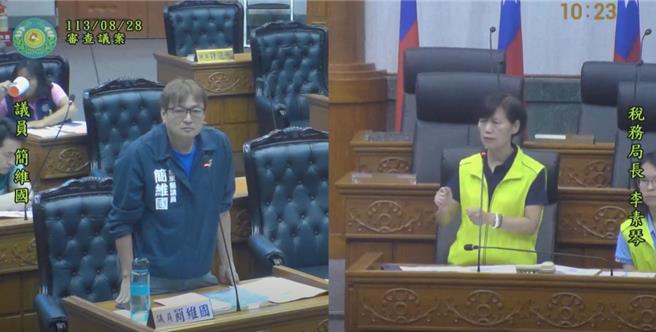 台东县议员简维国关心房屋税新制。（摘自台东县议会直播／蔡旻妤台东传真）