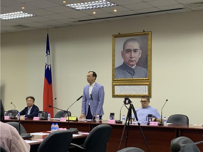 國民黨主席朱立倫今在中常會上致詞。（張薷攝）