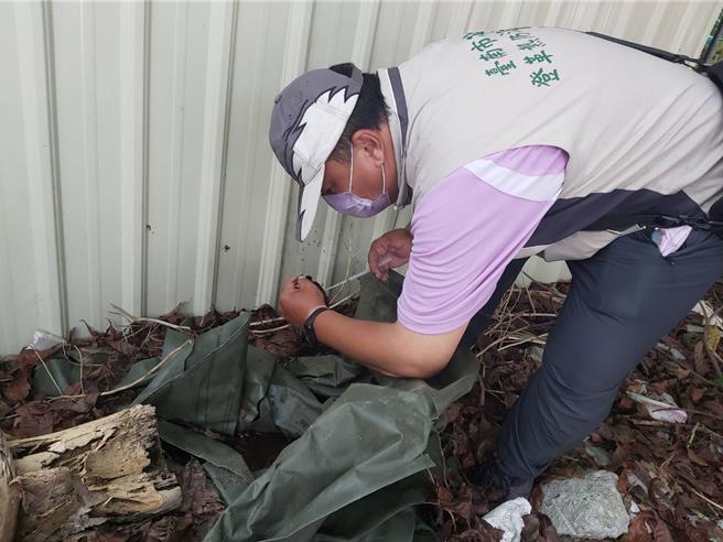 台南市境外移入登革熱出現第15例，衛生局派員前往前往個案居住地周圍50公尺進行病媒蚊密度調查及衛教宣導。（台南市衛生局提供／曹婷婷台南傳真）