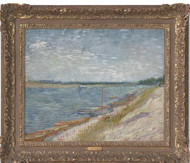波旁两西西里皇室珍藏逾30年的梵谷鉅作《停泊的船只》9月举槌拍卖。图／佳士得