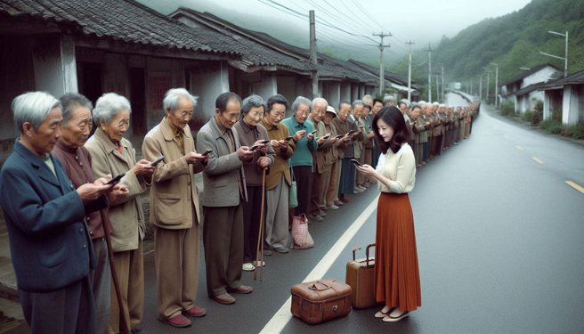 大陆有位「90后」女子待的村庄都是50岁以上的老人，导致老人家有手机上的问题都会找上她处理。（示意图、与本案无关／AI生成）