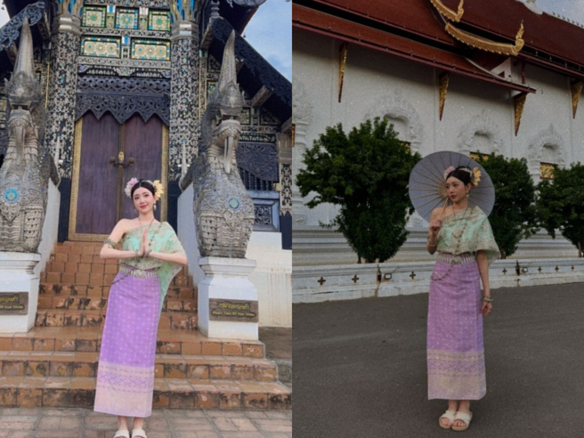 郭雪芙体验泰服。（图／翻摄自郭雪芙 IG）