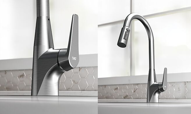 由翰德公司研發上市的不鏽鋼安全水龍頭。圖／莊富安