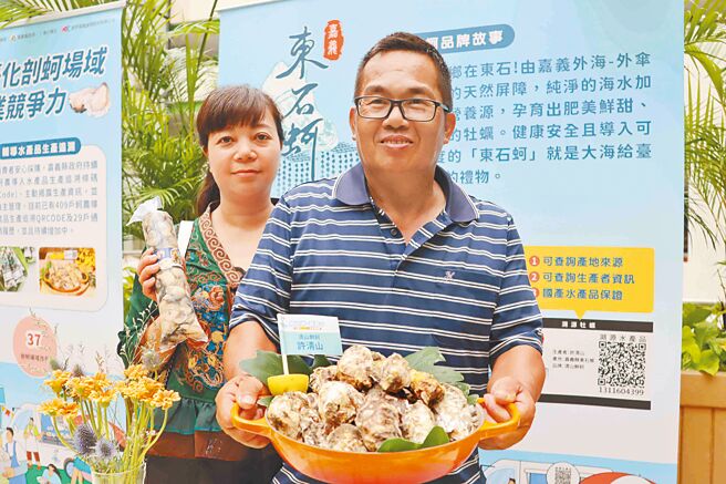 嘉義縣積極輔導蚵農加入溯源體系，已有409戶蚵農取得水產品生產追溯QRCode，29戶取得產銷履歷標章，1戶取得CAS標章，包括蚵農許清山夫妻主動申請溯源，強化競爭力。（呂妍庭攝）