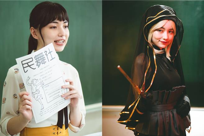 黑嘉嘉饰演高中老师，打扮成学生幻想模样。（CATCHPLAY＋提供）