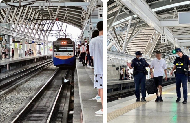 年约20多岁的男子要搭火车前往新竹，因身体不适晕眩自月台掉落铁轨。（翻摄脸书／陈淑芬台中传真）