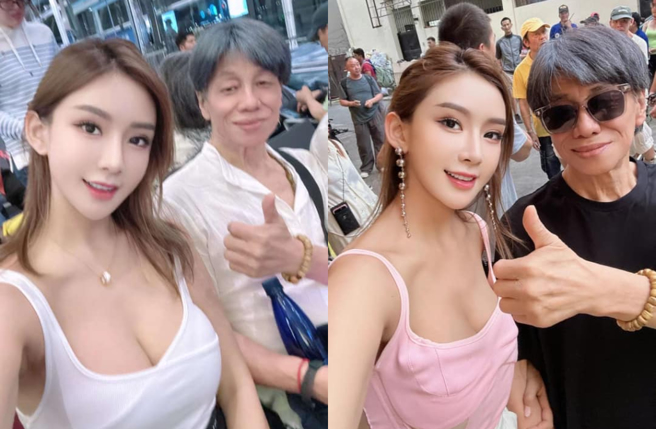 香港网红刘子仪（左）晒与梁小龙合照。（图／IG@kellybaby603）