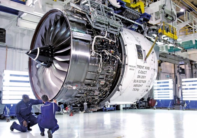 传出零件故障的劳斯莱斯XWB-97引擎。(图/Rolls-Royce )