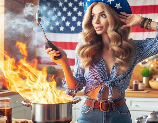 女直播主近日在进行名为「色色厨房」的直播时，突发生火警意外。（示意图、与本案无关／AI生成）