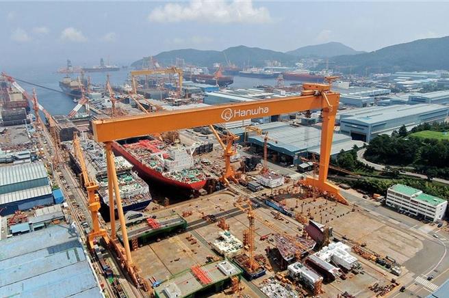 韩华海洋公司（Hanwha Ocean）位于巨济岛的造船厂，将为美军舰艇进行检修。（取自韩华海洋网站）