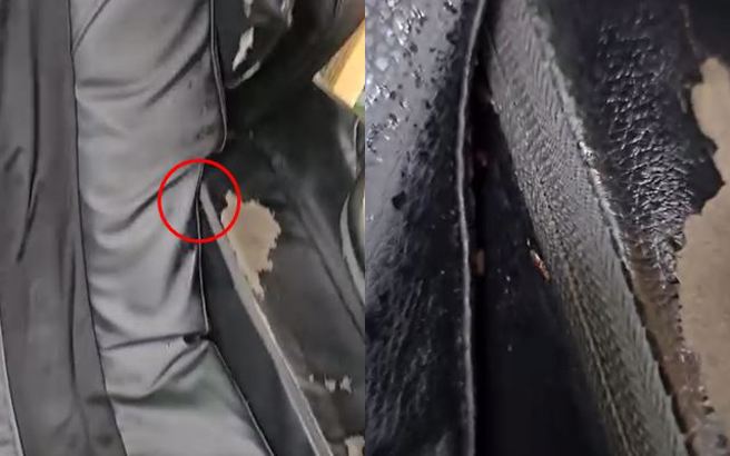 有驾驶到国道5号石碇服务区要做按摩椅休息时，拍到数只小强窜出。（图／翻摄自脸书爆料公社官方专属）