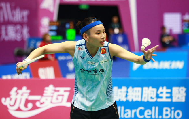 戴资颖在台北羽球公开赛女单32强赛直落二获胜，次轮16强迎战同胞杨育绮。（陈信翰摄）