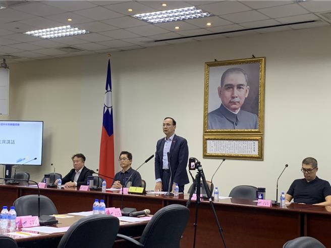 国民党主席朱立伦今在中常会上发表谈话。（张薷摄）