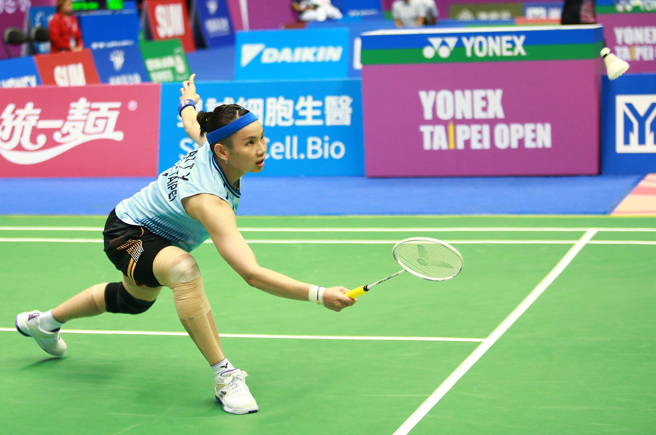 戴资颖在台北羽球公开赛通过首轮考验，朝争取3连霸前进。（陈信翰摄）
