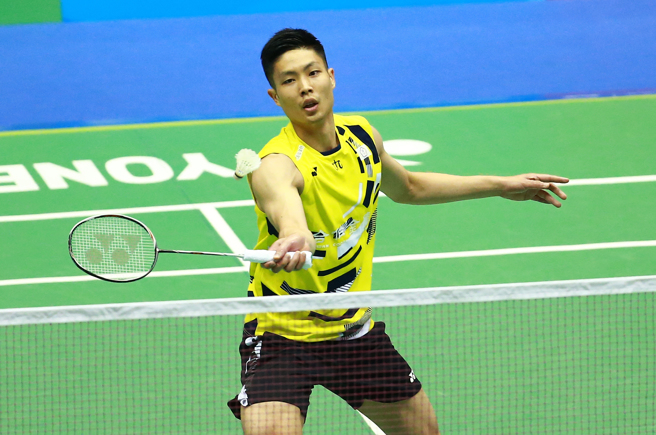 周天成在2024台北羽球公開賽男單首輪直落二獲勝。（陳信翰攝）
