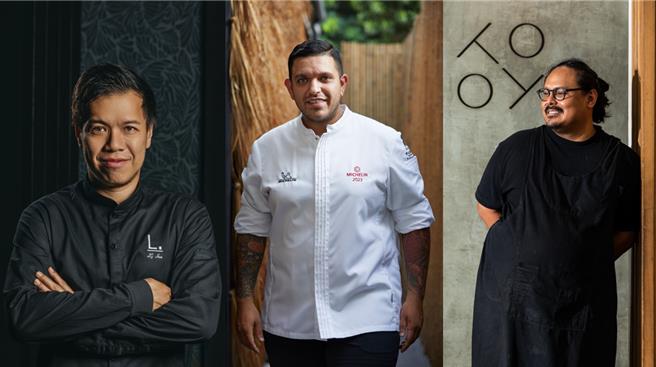 台北晶華推動永續發展與國際接軌，於9月5日及6日特邀新加坡(左起)、泰國、菲律賓3地永續餐廳主廚來台，進行六手聯彈餐會。(台北晶華酒店提供)