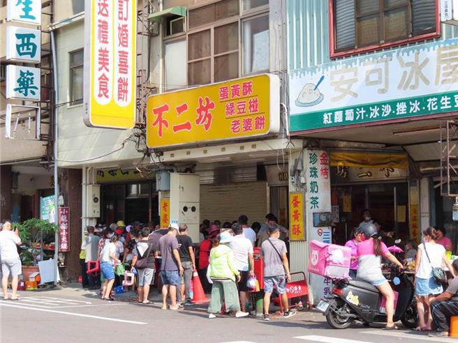 彰化市蛋黃酥名店「不二坊」頻引發排隊亂象。（資料照片／孫英哲彰化傳真）