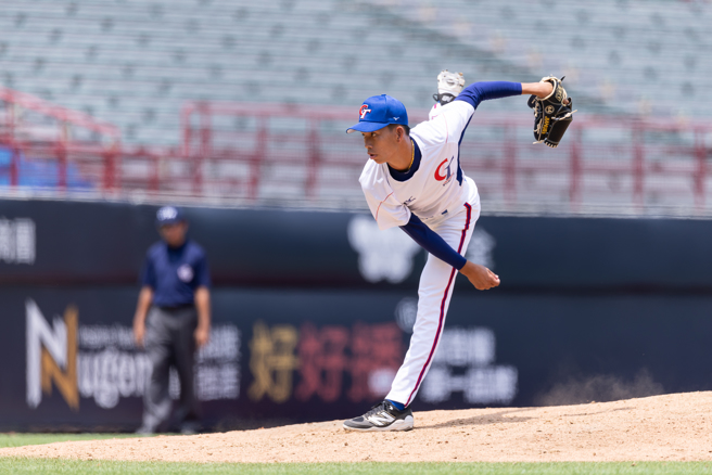 中華隊在U23世界盃預賽首戰以1比3不敵韓國隊，先發投手曾家輝主投5局失2分。（資料照，中華棒協提供）