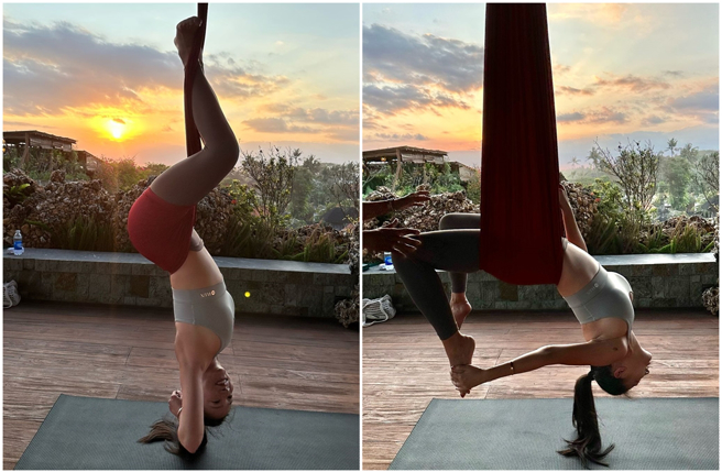 林采緹前往峇里島旅遊，首度嘗試空中瑜珈。（圖／攝自 sunnylin_520  IG）