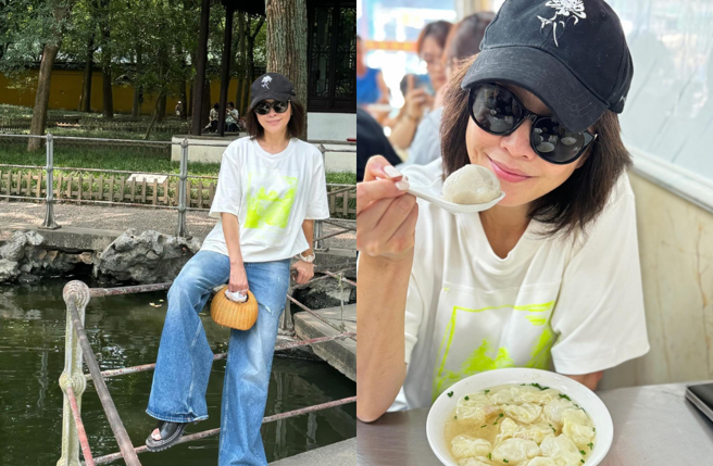 劉嘉玲回蘇州旅遊吃美食。（圖／IG@carinalau1208）
