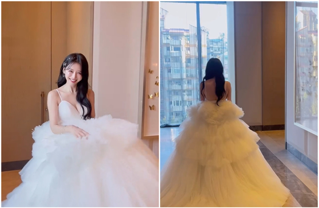 李雅英（이아영）7日分享自己的礼服照，仙气逼人。（图／摄自 yyyoungggggg IG）