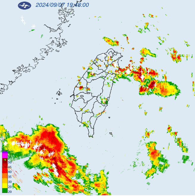 气象署针对台北、新北发布大雷雨警讯，须慎防淹水。(图／气象署)