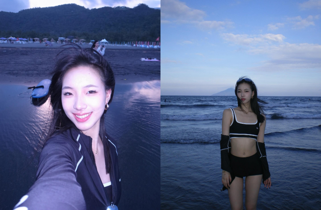 Elly赴美留学晒海边仙照。（图／Threads@polarbearelly）