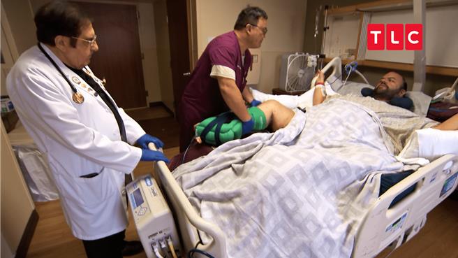 329公斤的阿毕积极復健，希望能够找回正常的生活。（TLC旅游生活频道提供）