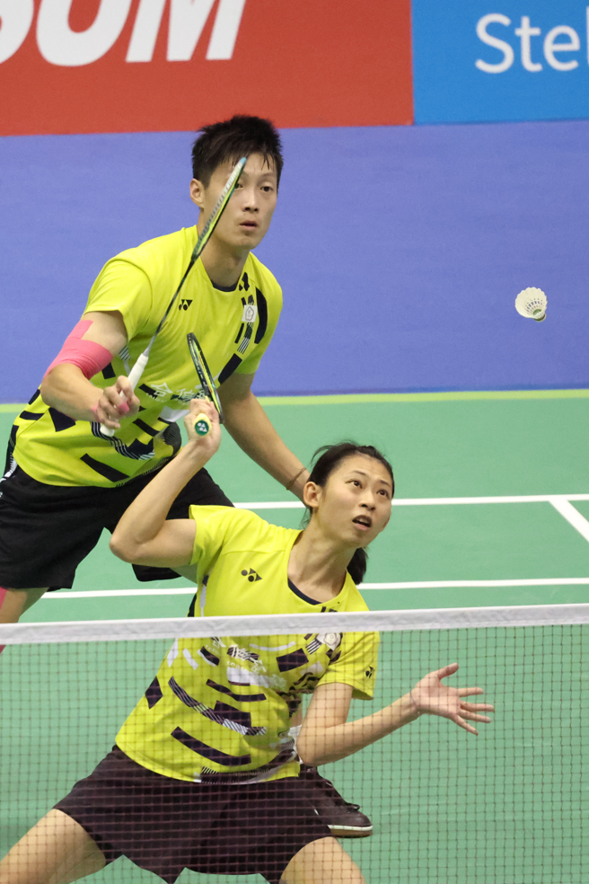 胡绫芳（前）、杨博轩今年赛季至今3度打进BWF赛事混双决赛，都是亚军作收。（邓博仁摄）