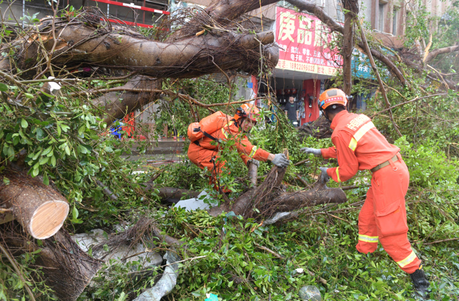 近日摩羯颱風在廣東、廣西、海南等地造成不小的災害。（圖／新華社）